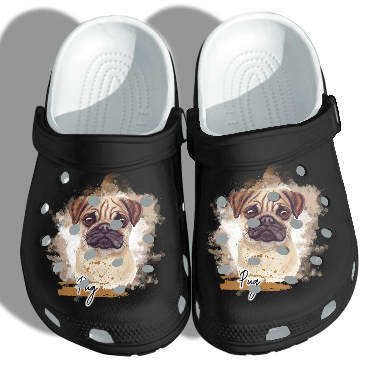 Pug Dog Dad Cute Funny Shoes Crocs Clog  Pug Dog Mom Croc Shoes Gifts Mothers Day 2021